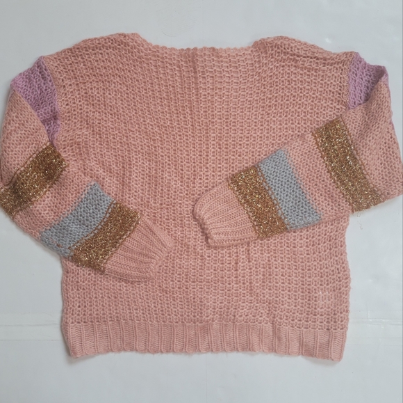 Anthro Pink and Metallic Slouchy Oversized Sweater - Picture 4 of 13